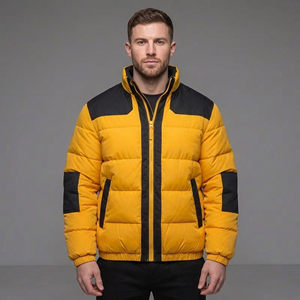 Veste matelassée à deux tons de haute qualité personnalisée pour homme, coupe oversize, en polyester, coupe-vent, chaude pour l'hiver, en duvet de canard. - Product Image 4