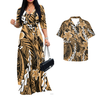 Conjuntos a juego vintage unisex para parejas, vestido largo maxi informal y formal para mujer, corte ajustado, antiarrugas, transpirable, tejido sólido de verano