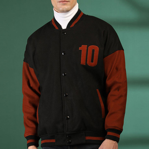 Winter Warm Fleece Varsity Jacket Custom Sweatshirt Fabric Snap Button Casual Cheap Blank Sports Bomber Jackets - Product Image 1