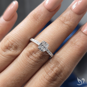 Anillo de Compromiso Elegante con Diamante Cultivado en Laboratorio, Corte Alargado, Oro Blanco de 10K, 1CT, Certificado IGI, Banda Pavé Tipo Catedral, Anillo Nupcial - Product Image 5