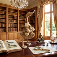 Sculpture artisanale en bois de canard bullu, statue d'animal rustique en teck et racine de bambou, mignon canardonnière, décoration d'appoint pour table ou sol, pour embellir les espaces.