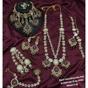 Parure de bijoux ethniques élégante pour mariée, fiançailles et fête, plaqué rhodium, zircon, collier ras-du-cou, boucles d'oreilles et Maang - Product Image 2