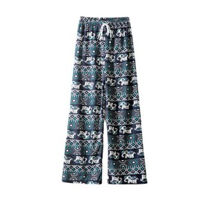 <b>Women</b> High Waist Wide Leg Straight Pants - Elastic Waist Loose Casual <b>Trousers</b> Print Breathable Office Lady <b>Summer</b> Bottoms - Product Image 1