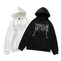 Pull à capuche pour homme coupe classique, personnalisé, avec lettrage gothique et détails thermocollés, style streetwear hivernal européen et américain, 100% coton, vente en gros