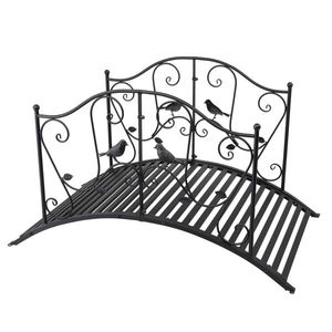 Ponte da Giardino in Ferro Nero 119*67*71cm con Motivo a Uccelli e Ringhiera Arcuata, Elegante Ornamento da Giardino - Product Image 6