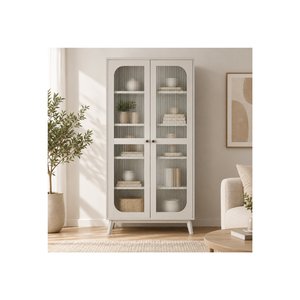 Mueble de Almacenamiento Moderno para Sala de Estar EVEREST Collection, Armario de Madera de 2 Puertas con Paneles de Vidrio, Hecho a Medida - Product Image 1