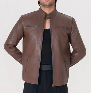 Icon by Gilani Men’s Brown Biker Leather <b>Jacket</b> - Moto <b>Cafe</b> <b>Racer</b> <b>Jacket</b> - Product Image 5