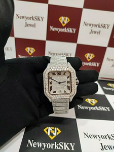 Reloj de Lujo Cuadrado de Acero Inoxidable con Diamantes, Esfera Analógica con Números Romanos, Cierre Desplegable, Movimiento de Cuarzo Unisex - Product Image 2