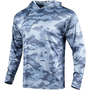 Sweat à capuche de pêche pour homme, imprimé camouflage gris intégral, léger, UPF, séchage rapide, haut de sport d'extérieur - Product Image 1