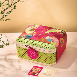 Square Rounded Corner Bamboo <b>Gift</b> Box Green Woven <b>Basket</b> Elegant Open Weave Holiday Present Case Premium Gifting <b>Hampers</b> with - Product Image 3