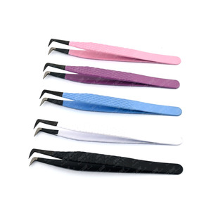 Pinces à cils de précision antidérapantes et antistatiques, pointe en fibre, pinces à extensions de cils en acier inoxydable, pinces russes professionnelles - Product Image 2