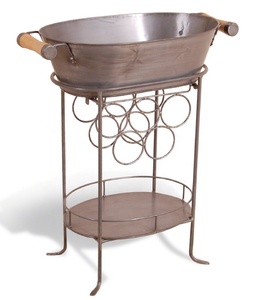 Baignoire de fête élégante en métal galvanisé avec support et poignée en bois Meilleure qualité pour le stockage des boissons à l'intérieur et à l'extérieur - Product Image 1