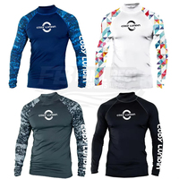 Haut de sport de surf bleu UPF50 pour homme, à manches longues, personnalisé, éco-responsable, de haute qualité, pour la plage et la plongée