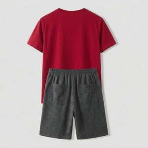 Mens Contrast Stitch <b>T</b> <b>Shirt</b> Shorts Set Premium Summer Outfit Athletic Casual Two Piece Soft Fabric Comfort Wear Custom - Product Image 2