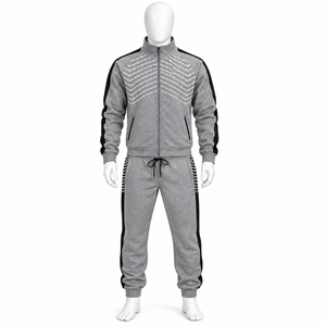 Ensemble de survêtement de jogging 2 pièces en coton imprimé coupe-vent à capuche de haute qualité, style streetwear color block - Product Image 3