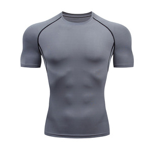 Men's Short Sleeve Compression Shirt <b>Neon</b> Green Quick Dry Breathable Athletic Base Layer Tight Fit Sports Gym Workout - Product Image 2