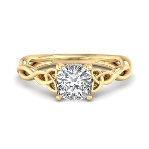 Bague en argent sterling S925 avec diamant moissanite en forme de coussin, motif celtique entrelacé, cadeau d'anniversaire pour femme - Product Image 1