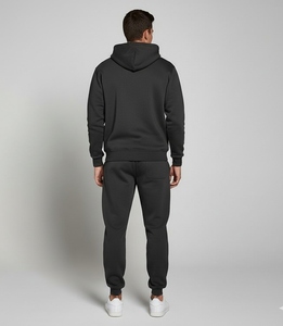 Ensemble de survêtement décontracté pour homme en molleton vert uni avec sweat à capuche et pantalon de jogging pour l'automne - Product Image 4