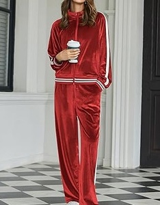 Solid Color Shinny Velvet Zipper Tracksuit Regular Fit Joggers Set Women <b>Velour</b> <b>Track</b> Suit Breathable Waterproof Acid Wash - Product Image 5