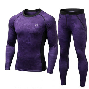 Traje de Compresión para Hombre, Diseño Sólido con Logotipo Frontal, Tejido Transpirable de Secado Rápido, Ropa Deportiva para Entrenamiento - Product Image 1