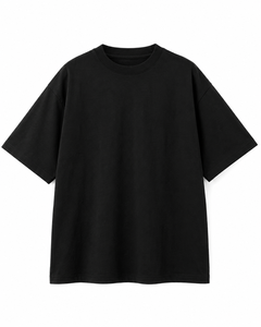 เสื้อยืดคอกลมแขนสั้นโอเวอร์ไซส์สีดำสำหรับผู้หญิง ผ้าคอตตอนเจอร์ซีย์ พิมพ์ลาย สวมใส่สบาย สไตล์เกาหลี สำหรับฤดูร้อน รับสกรีนโลโก้ - Product Image 1