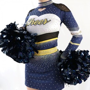 Uniformes de Animadoras Personalizados para Escuelas Secundarias, Sublimados, con Pedrería Brillante, Ligeros, Transpirables y de Secado Rápido para Mujeres Adultas - Product Image 1