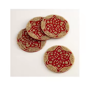 Handcrafted Bohemian Art <b>Beaded</b> Cocktail <b>Coasters</b> Reusable Luxury Table Accessory for Dining Table - Product Image 5