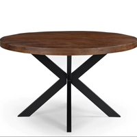 Table à manger ronde pliante, forme ronde, pieds en X, noir et marron, meubles pour la maison
