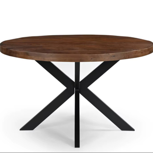 <b>Folding</b> Round <b>Dining</b> <b>Table</b> X Leg Round Shape Black Brown Home Furniture - Product Image 1