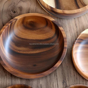 Cuenco orgánico Ensaladera redonda Cuencos de madera de bambú 100% Artesanía de madera natural - Product Image 1