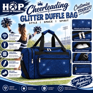 Bolsas de animadoras con brillantina, diseño de logotipo personalizado, bolsa de viaje ligera y suave con cremallera y compartimento para zapatos. - Product Image 3