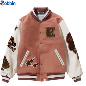 Blouson universitaire homme avec broderie et lettres brodées sur le devant, col rabattu, style preppy automne, coupe classique, veste de baseball - Product Image 5
