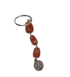 Porte-clé arbre de vie en pierre naturelle, pierre de cornaline rouge, porte-clé de guérison en cristal, grossiste de guérison - Product Image 1