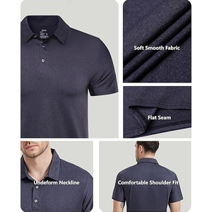 Chemise de golf pour homme en polyester tricoté uni respirant à manches courtes – Vente en gros pour fournisseurs personnalisés - Product Image 6