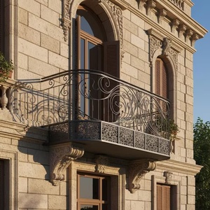 Rampe de balcon en fer forgé traditionnelle KHP, modèle KHP-BRO-02, résistante à la rouille, montage facile, motifs décoratifs pour usage extérieur - Product Image 5