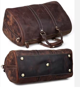 Bolsa de Viaje de Cuero Genuino de Lujo con Gran Capacidad, Bolsa de Fin de Semana para Negocios, Bolsa de Mano para Fin de Semana - Product Image 4
