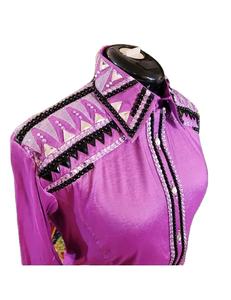 Tela de tafetán elástica hecha a mano Cowgirl Western Show Shirt para ropa ecuestre y equitación - Product Image 3