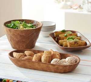Assiette de service en bois de manguier artisanale, écologique, sans BPA, avec support, finition polie, design classique pour les occasions de mariage - Product Image 4