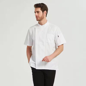 Veste de chef à manches courtes avec logo personnalisé, veste de chef respirante, uniforme pour le personnel de cuisine de restaurant, vente en gros OEM - Product Image 3
