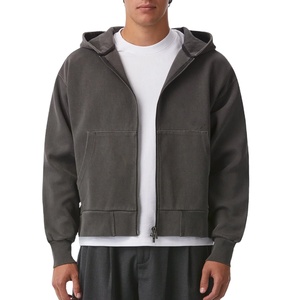 Fabricante de sudaderas con capucha extragrandes y gruesas, personalizadas, con cremallera completa, de forro polar lavado, estilo streetwear, para hombre. - Product Image 1