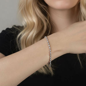 Moissanite Tennis Bracelet Silver Pear Cut Teardrop Sparkling Elegant <b>Gift</b> for Her Engagement Party Anniversary Bridal Trendy - Product Image 4