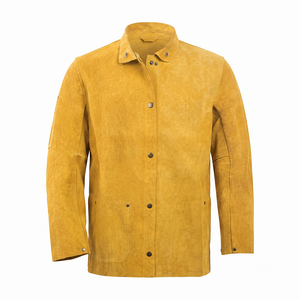 Veste de soudeur en cuir de vachette de qualité supérieure, protection industrielle robuste, résistante au feu et imperméable - Product Image 4