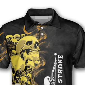 Camiseta Polo de Billar y Snooker con Estampado de Calavera Negra para Hombre, Venta Caliente, Sublimación, Manga Corta, Cuello con Botones, Venta al Por Mayor - Product Image 4