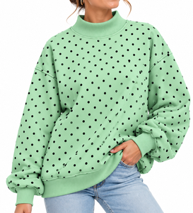 Sudadera Ecológica Transpirable de Cuello Redondo Verde Menta para Mujer, Manga Larga, Informal, con Logotipo Frontal, Otoño/Invierno - Product Image 5
