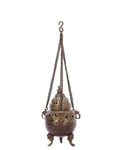 Porte-encens suspendu et brûleur de Dhoop Dani Loban et support de bougie chauffe-plat pour la décoration de la maison, le yoga et la méditation Dhoop - Product Image 2