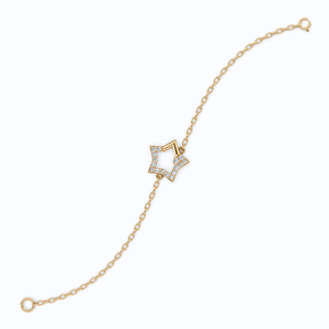 Wholesale Fashion Jewelry 0.41ct Lab Diamond 10K 14K Solid Gold Dainty Star Bracelet Five Point Star Link Chain Bracelet for Her - Product Image 5