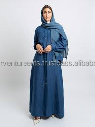 Abaya de Mezclilla de Alta Calidad para Mujer, Vestido de Manga Larga, Ropa Modesta, Proveedor Mayorista Personalizado OEM - Product Image 4