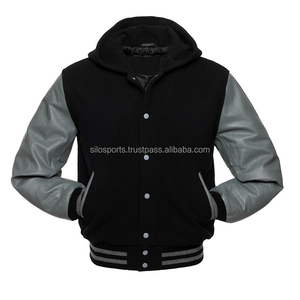 OEM Venta Caliente Premium Negro Fleece High Street A Prueba de Viento Transpirable Invierno Varsity Chaqueta Capucha Personalizable Colores Logotipo - Product Image 3