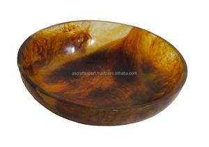 ชามผลไม้และชามใส่อาหารข้างหนึ่งแบบเรซิ่นหรูหรา ทำด้วยมือจากอินเดีย มีหลายสี - Product Image 2