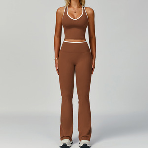 2025 Women's Yoga Active Wear 2-Piece Set <b>Short</b> Sleeve Solid Color Front Logo Quick Dry Anti-Bacterial Sportswear - Product Image 4
